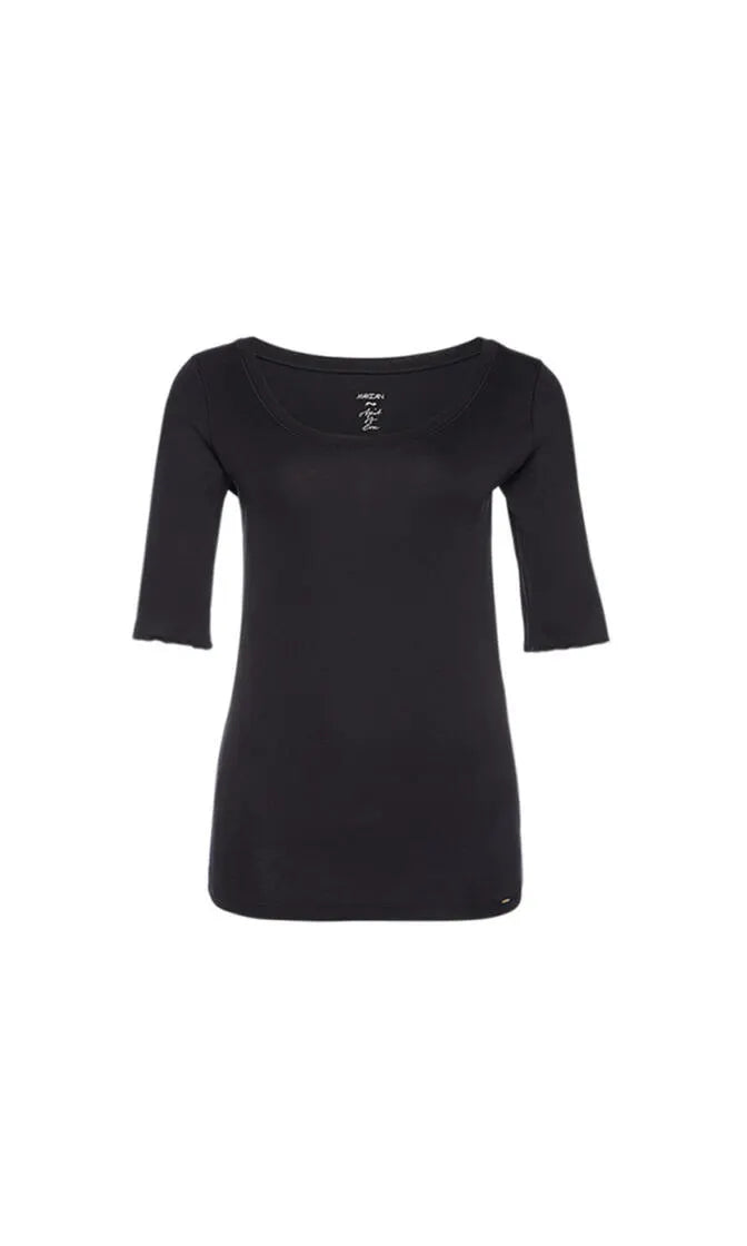 T-Shirt mit weitem Rundhalsausschnitt