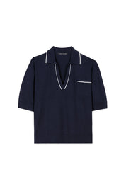 Polo-Feinstrick-Pullover aus Viskose