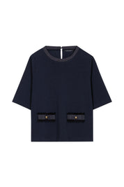 T-Shirt mit Denim-Patch