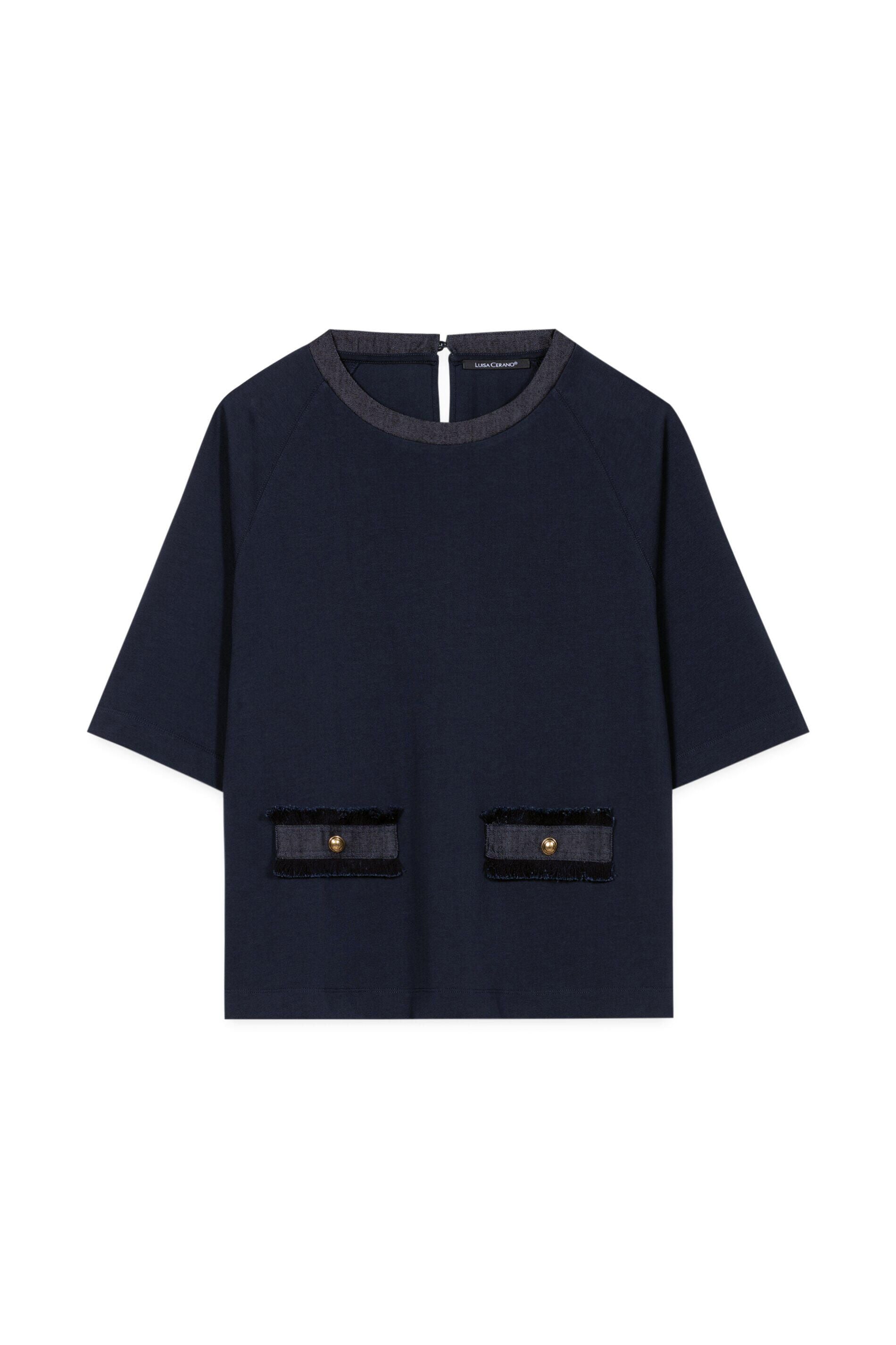 T-Shirt mit Denim-Patch