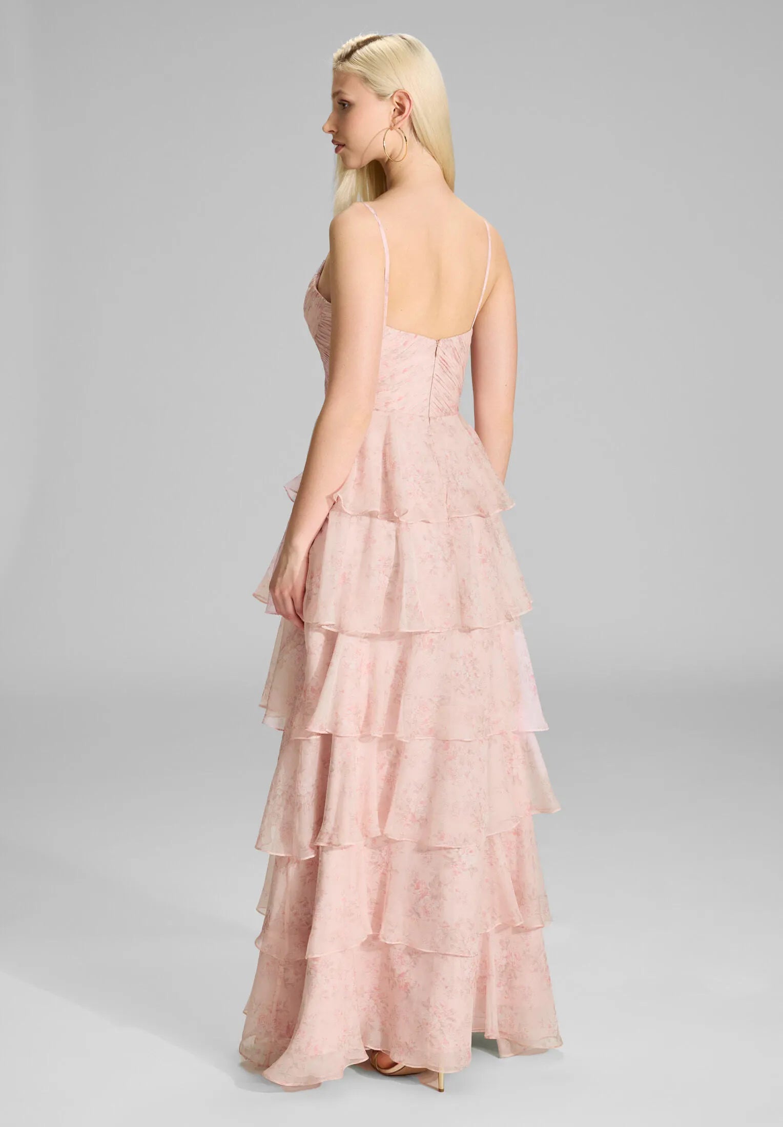 Volantkleid Maxi aus Chiffon