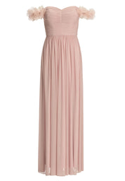 Off-Shoulder Abendkleid mit Blumenapplikation