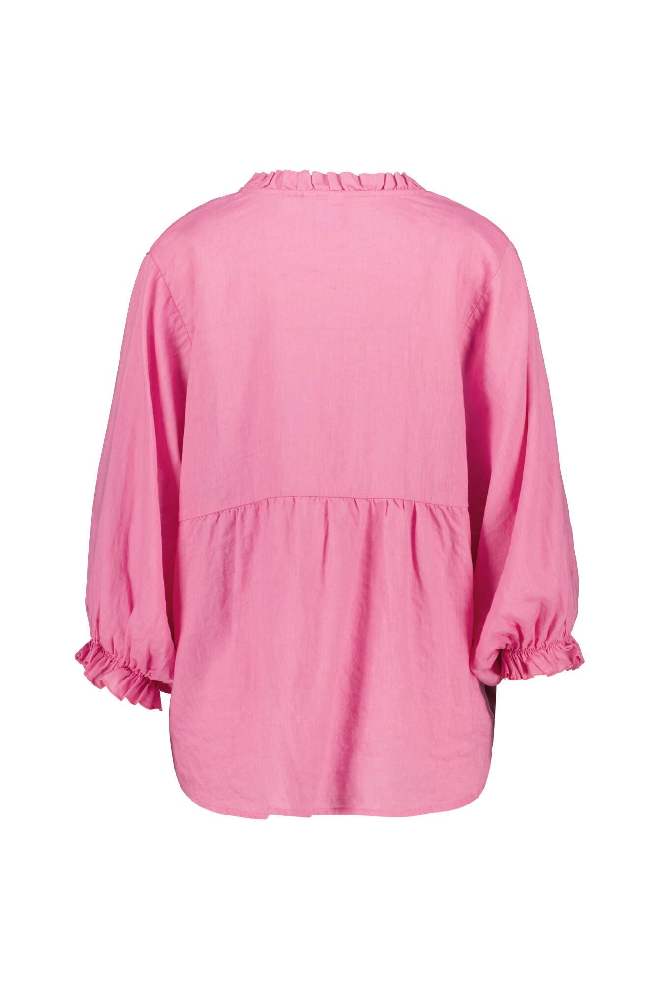 Leinenbluse mit Ballonärmeln