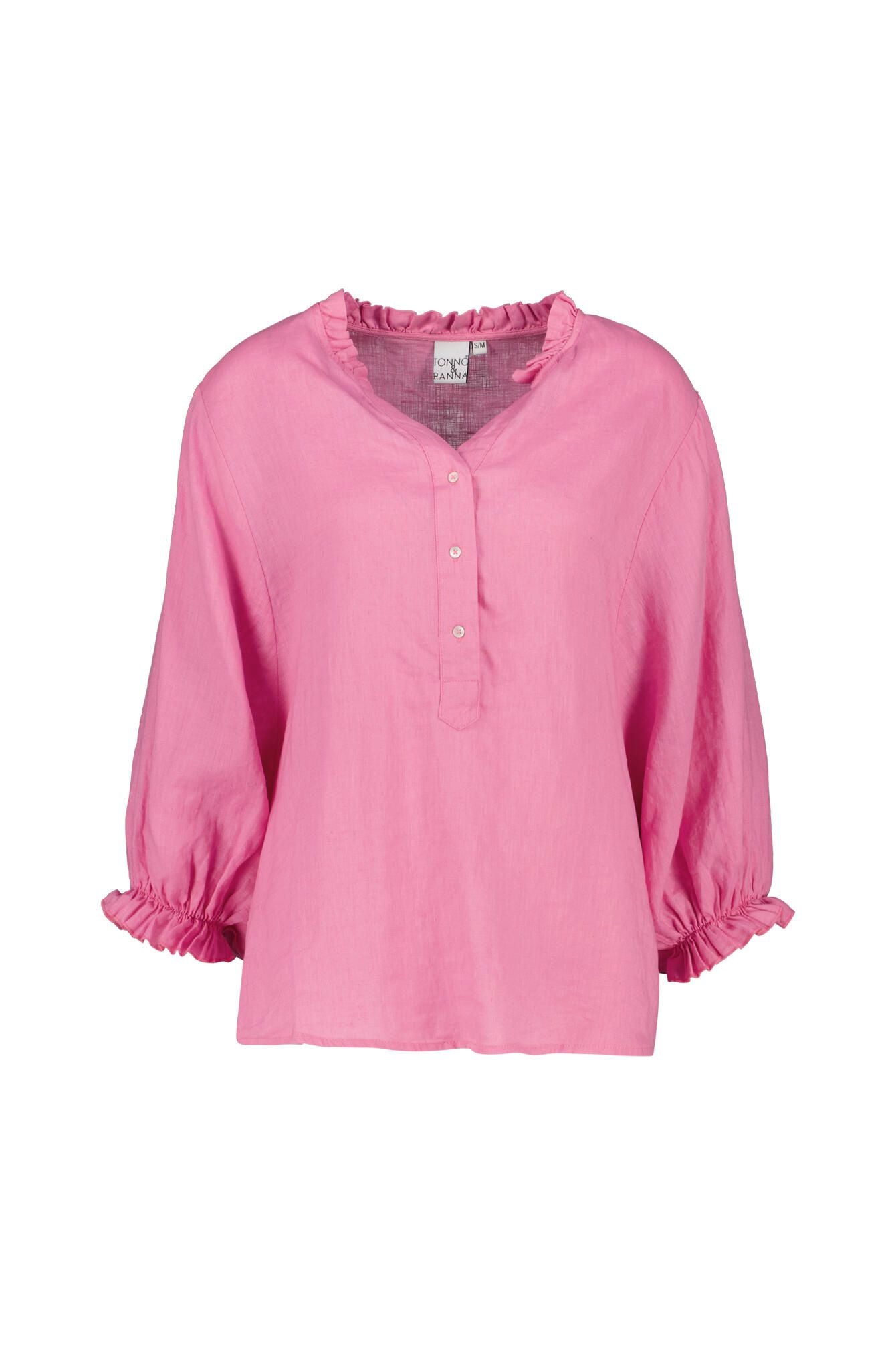 Leinenbluse mit Ballonärmeln