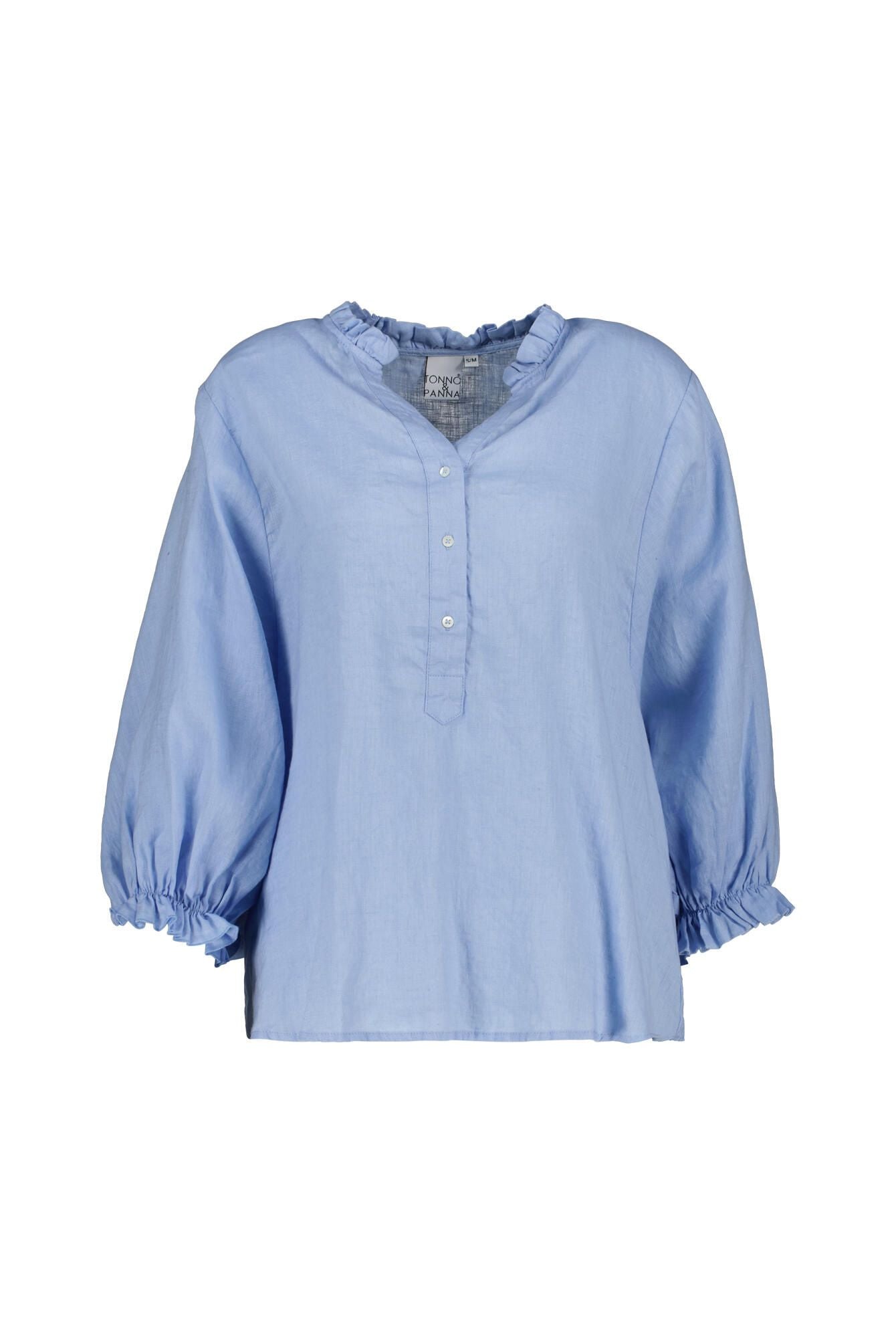Leinenbluse mit Ballonärmeln