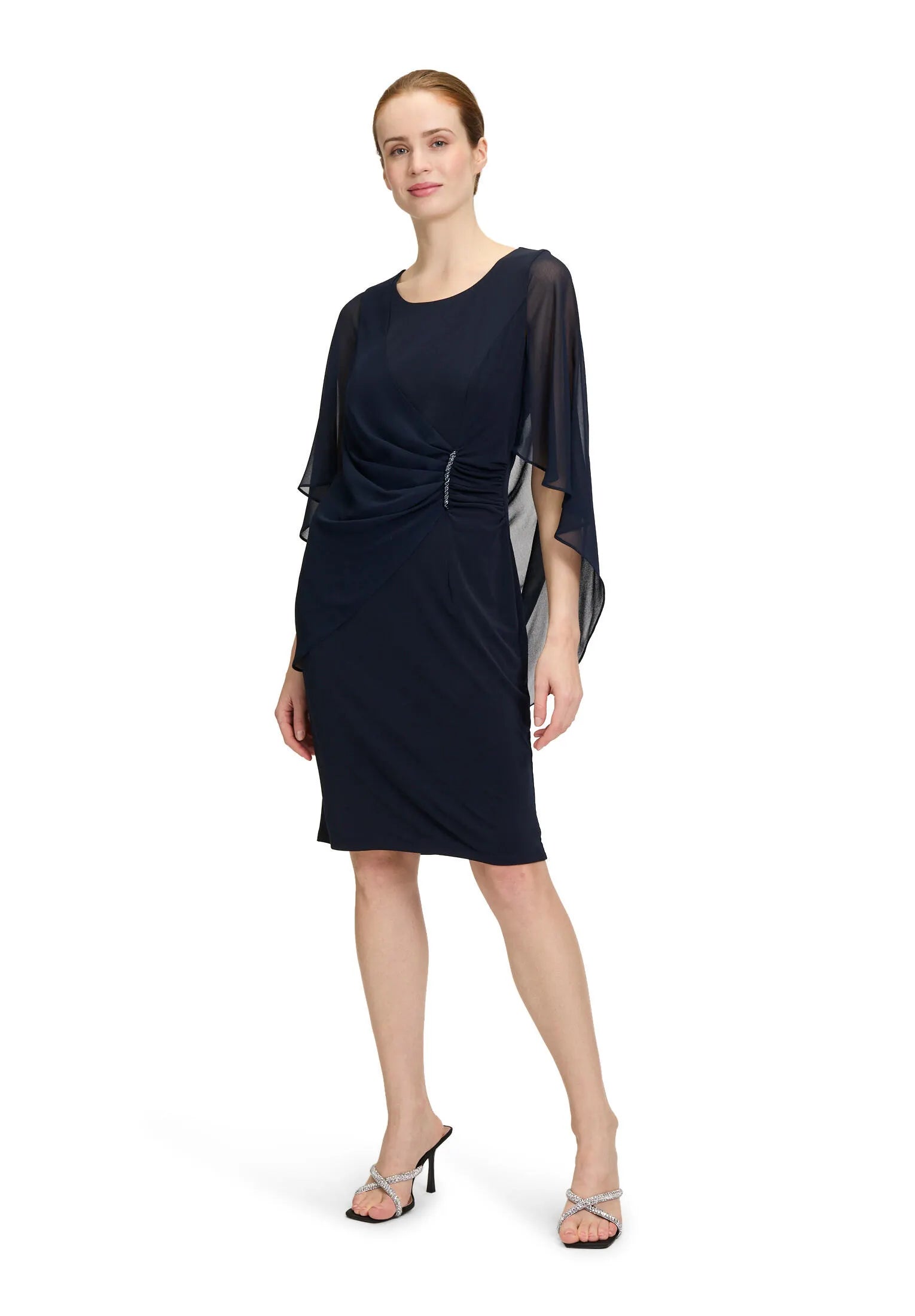 Cocktailkleid Midi mit Volantärmeln
