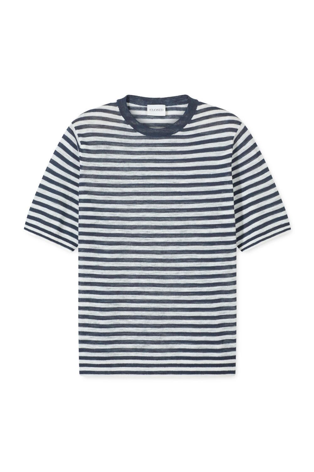 T-Shirt gestreift aus Leinenmix