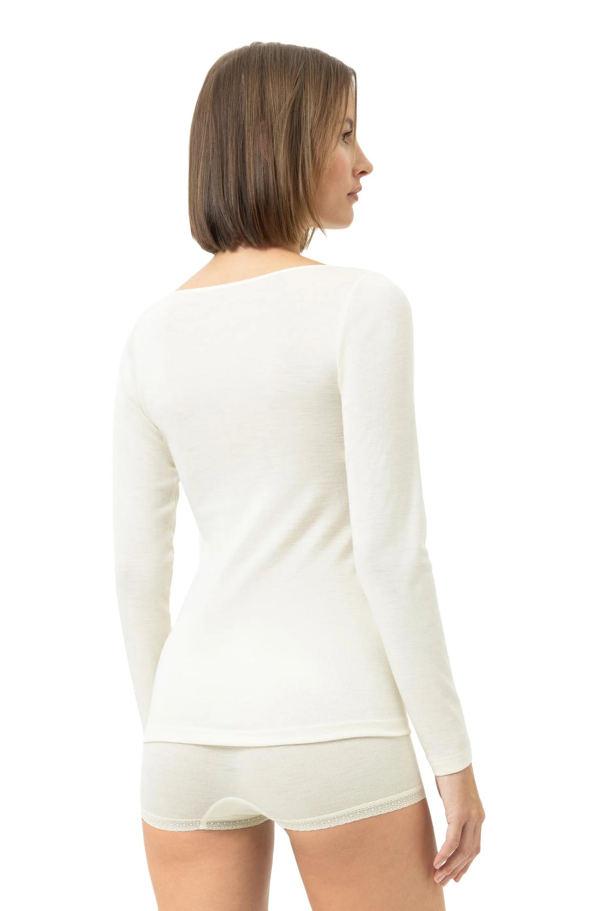 Langarmshirt aus Schurwoll-Seide-Mix