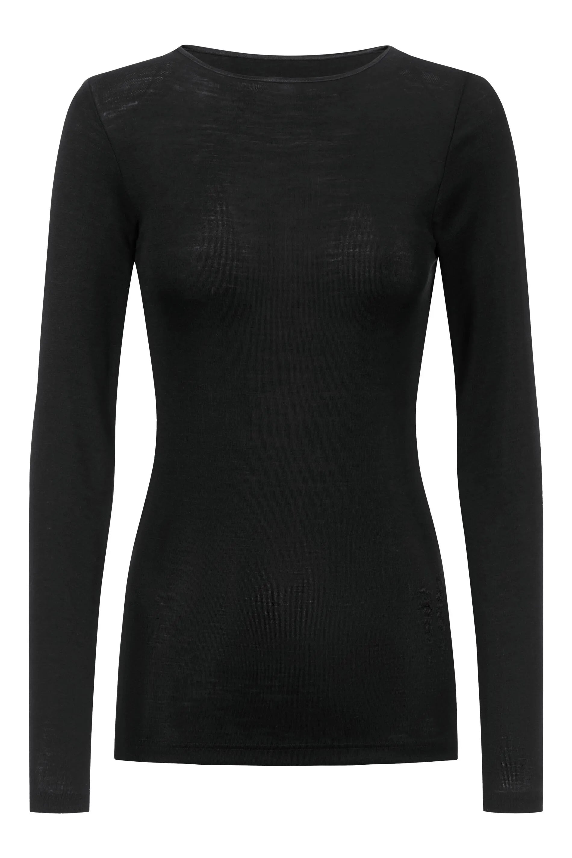 Langarmshirt aus Schurwoll-Seide-Mix