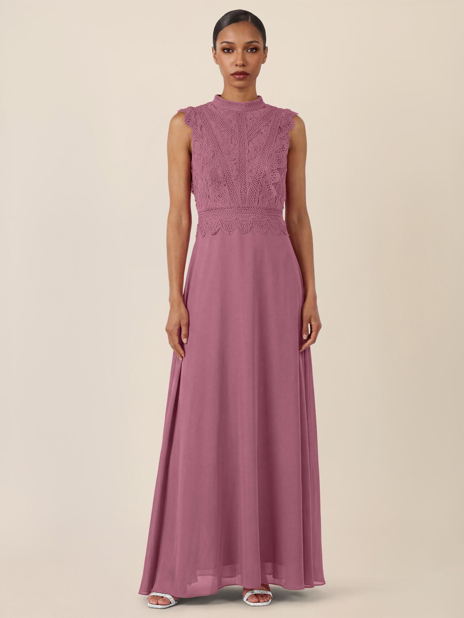 Abendkleid Maxi mit Stehkragen