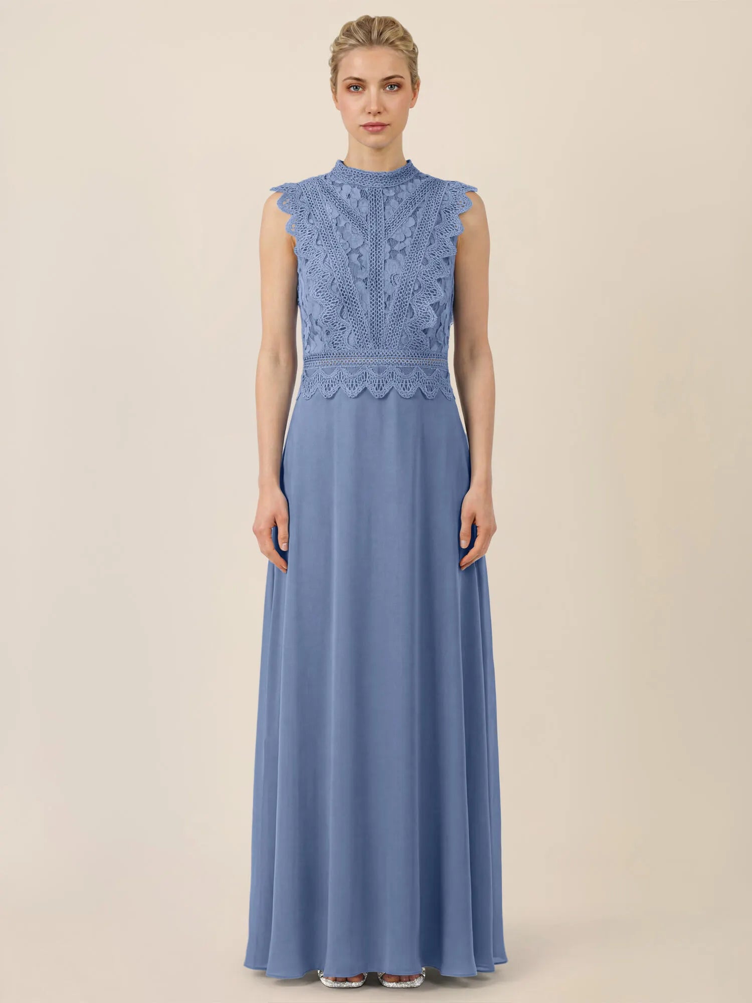 Abendkleid Maxi mit Stehkragen
