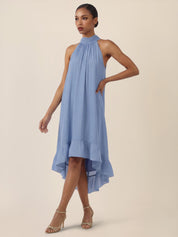 Neckholderkleid Midi mit Volantsaum