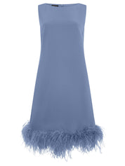 Cocktailkleid Midi mit Federn