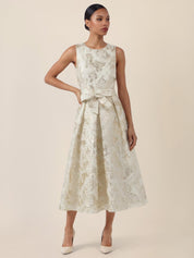 Abendkleid Midi mit schimmerndem Strukturmuster
