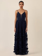 Abendkleid Maxi mit 3D-Blumen