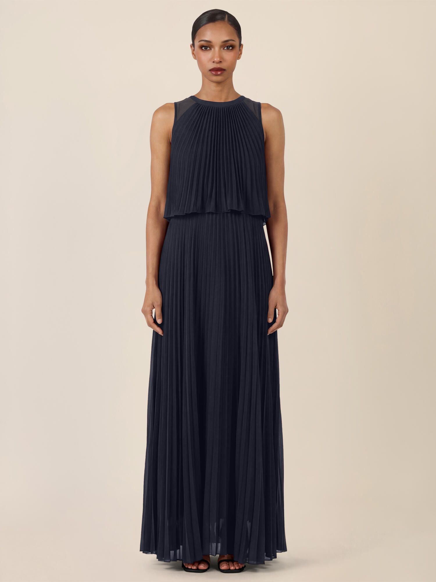 Plisseekleid Maxi aus Chiffon