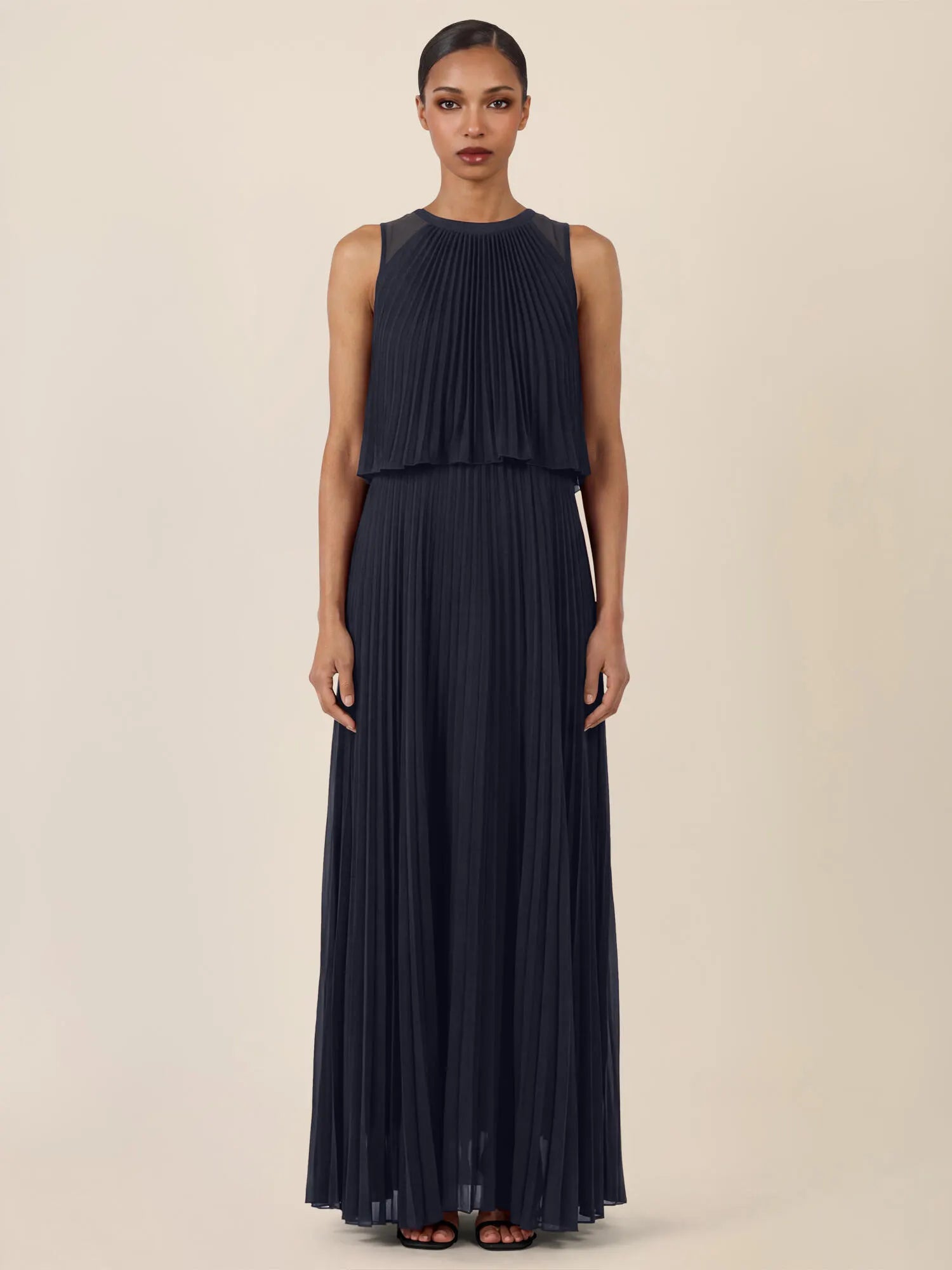 Plisseekleid Maxi aus Chiffon