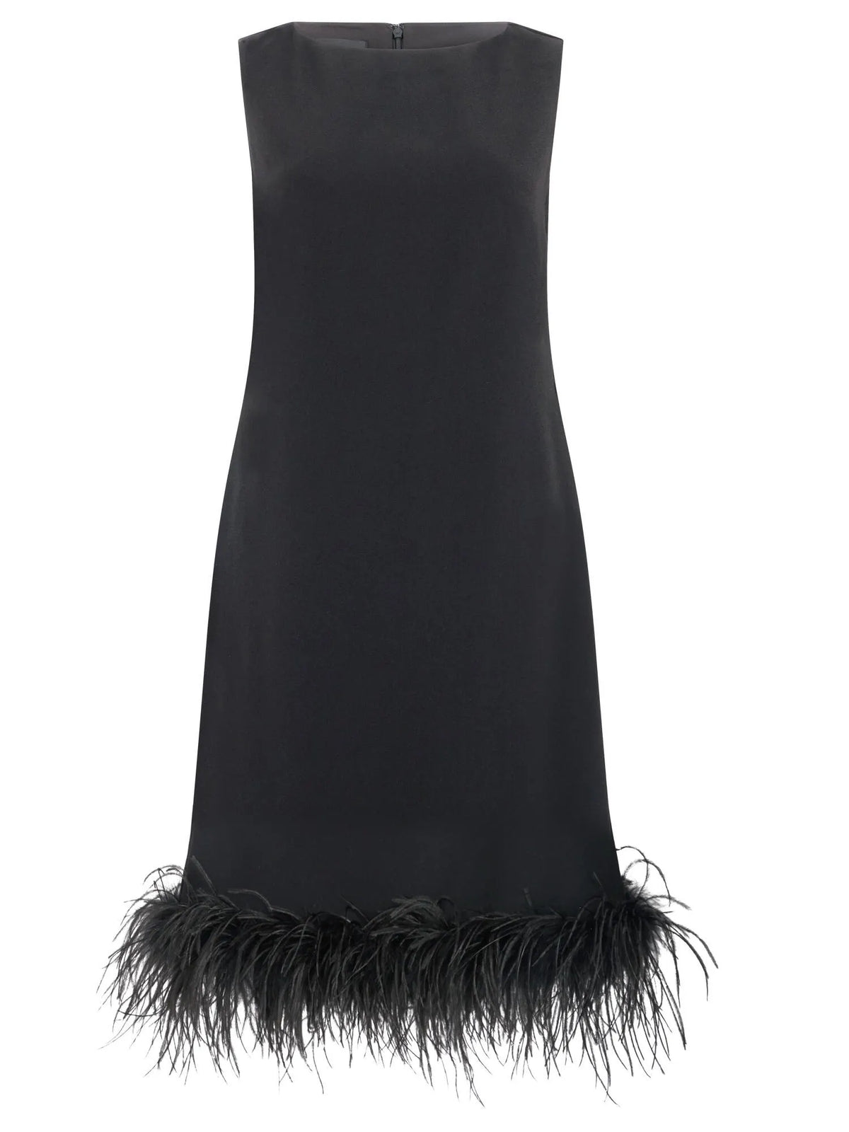 Shiftkleid Midi mit Federsaum