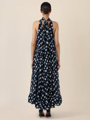 Neckholderkleid Maxi mit Volantsaum