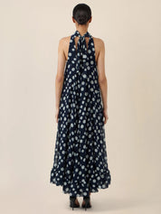 Neckholderkleid Maxi mit Volantsaum