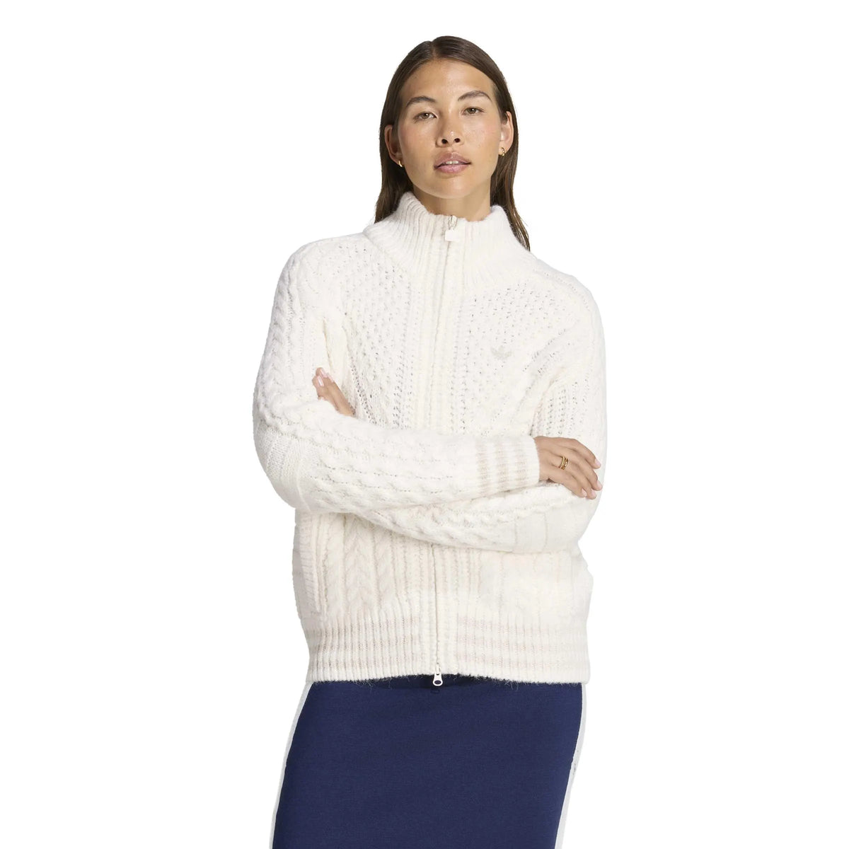 Strickjacke mit Stehkragen