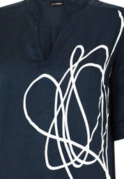 Leinenbluse mit V-Ausschnitt