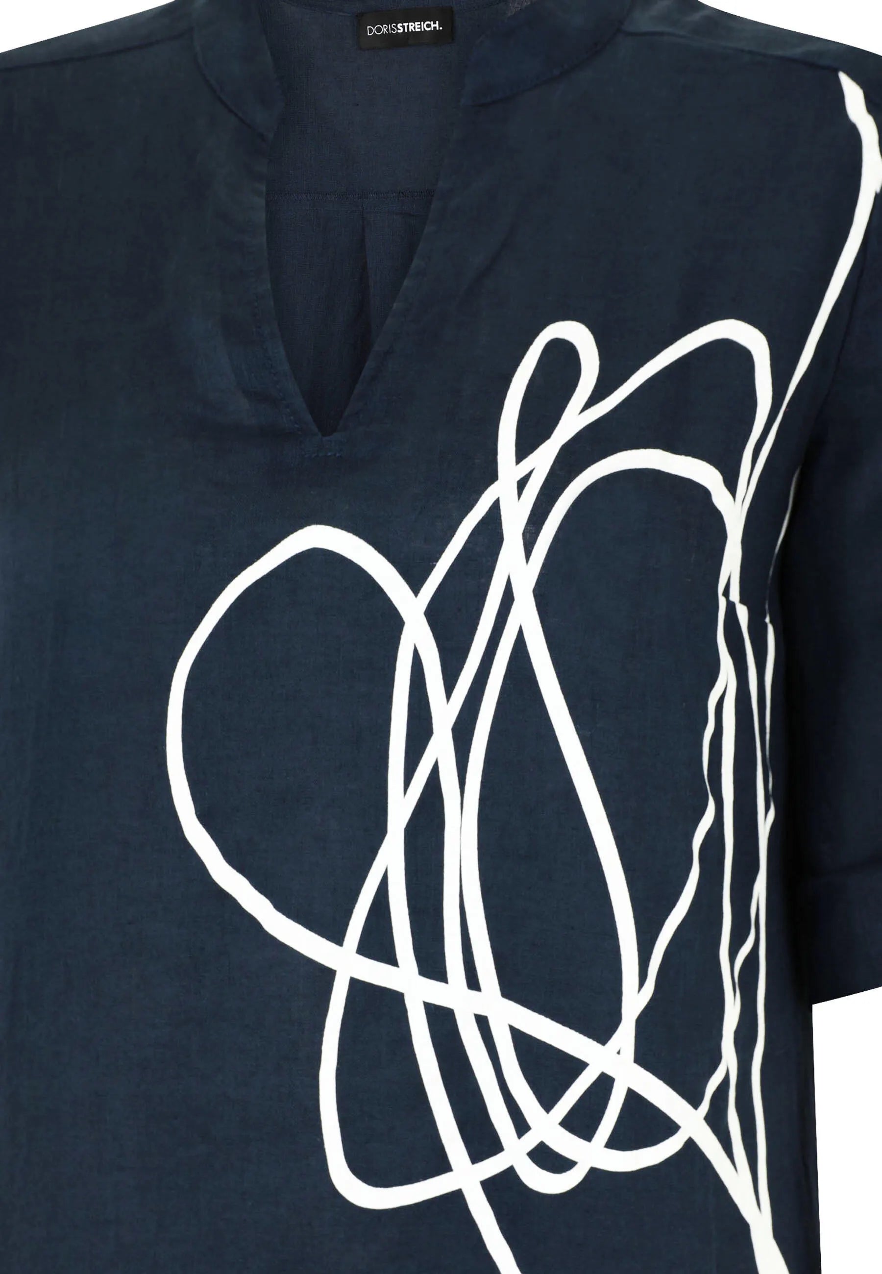 Leinenbluse mit V-Ausschnitt