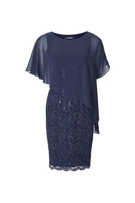 Cocktailkleid mit Überwurf, marine 50