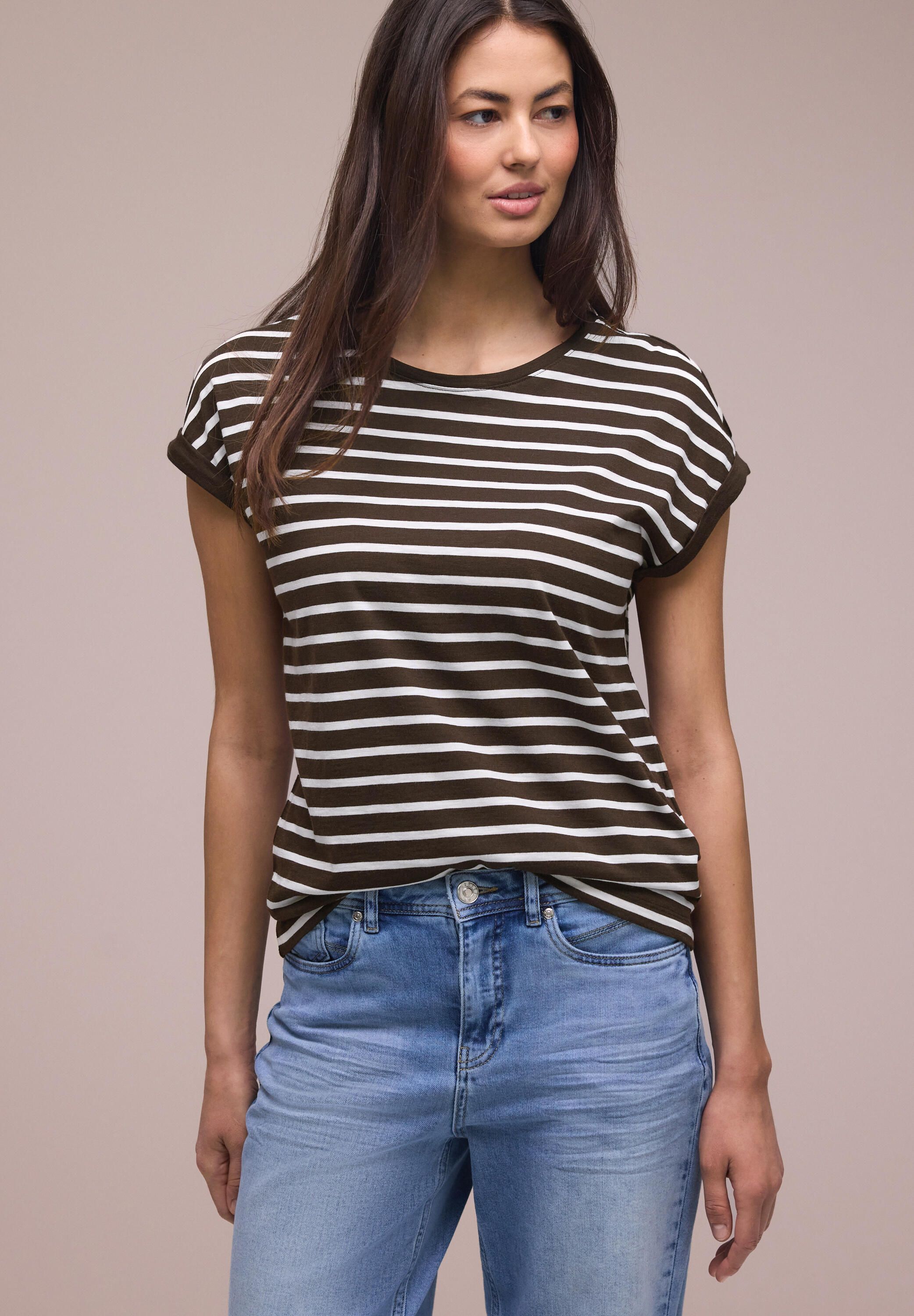 T-Shirt gestreift aus Baumwollmix