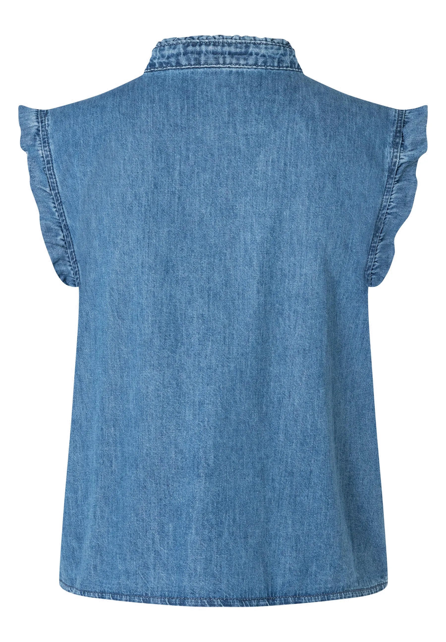 Jeansbluse mit Rüschenärmeln