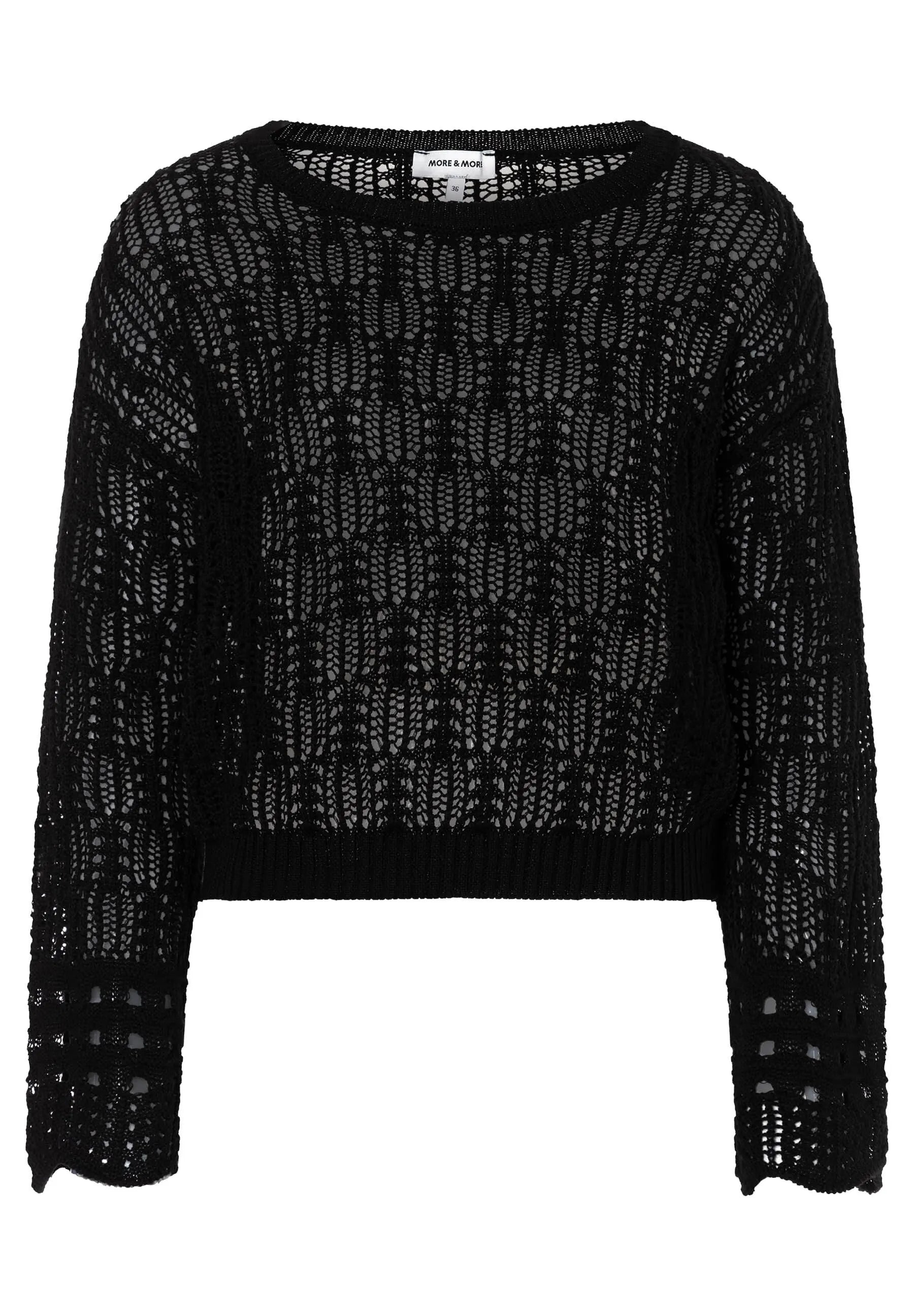 Ajour-Strickpullover mit ausgestelltem Ärmel