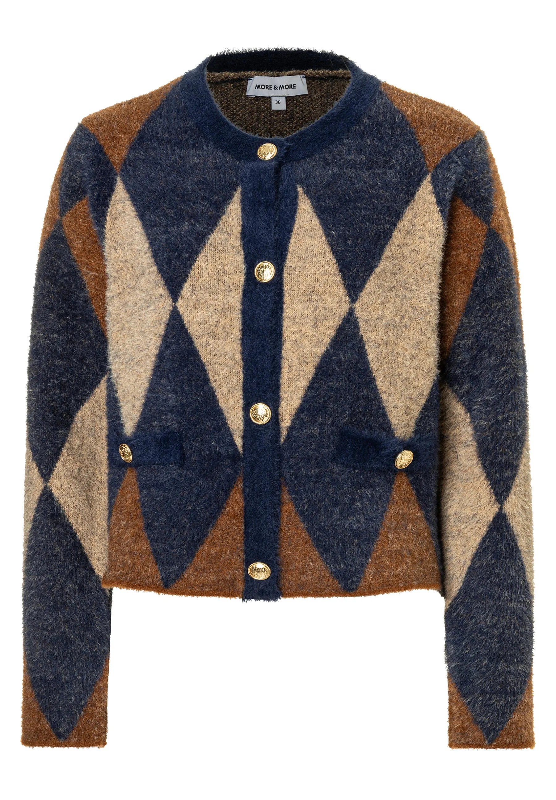 Strick-Cardigan mit Rhomben-Muster