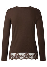 Langarmshirt mit Spitzensaum