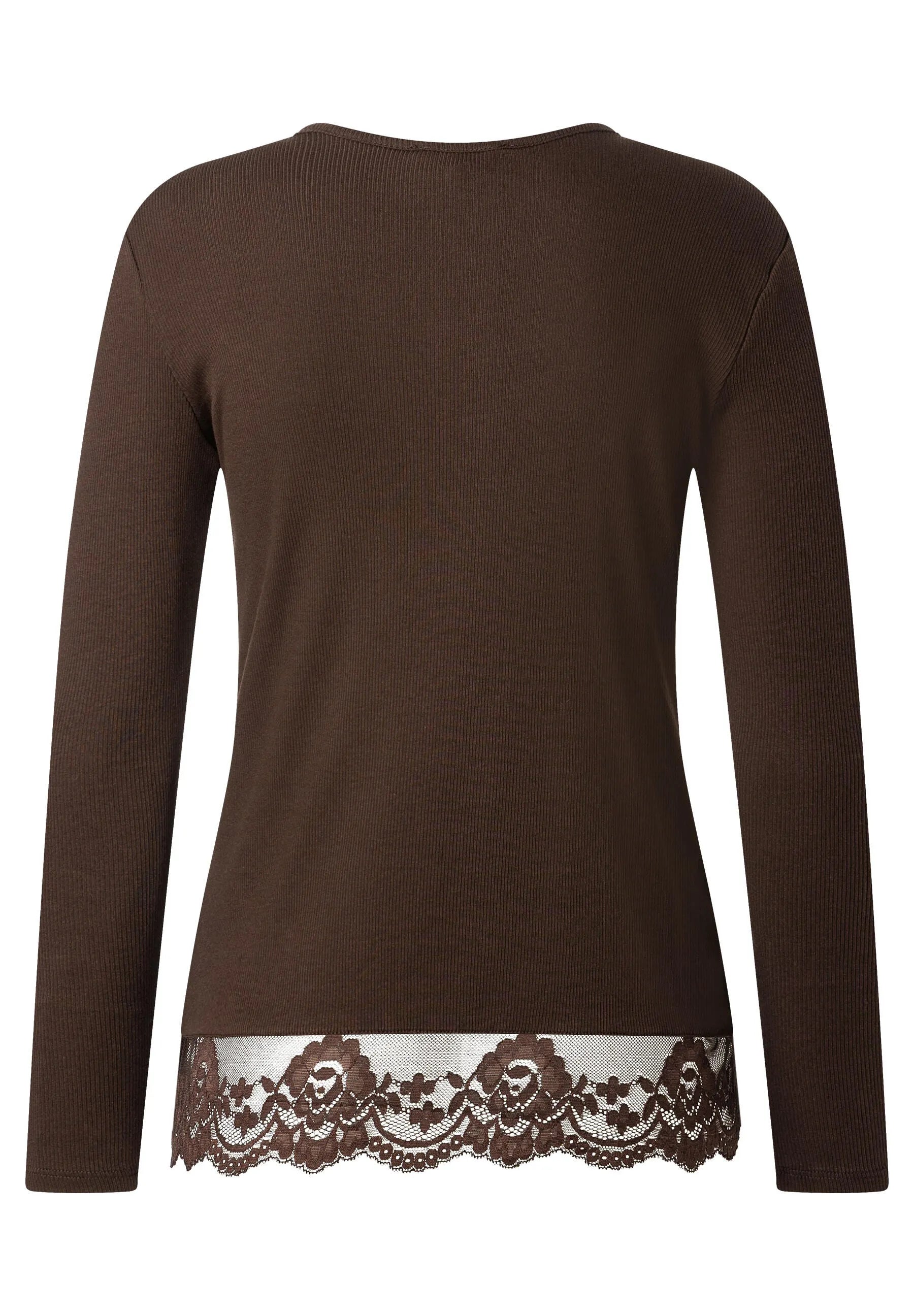 Langarmshirt mit Spitzensaum