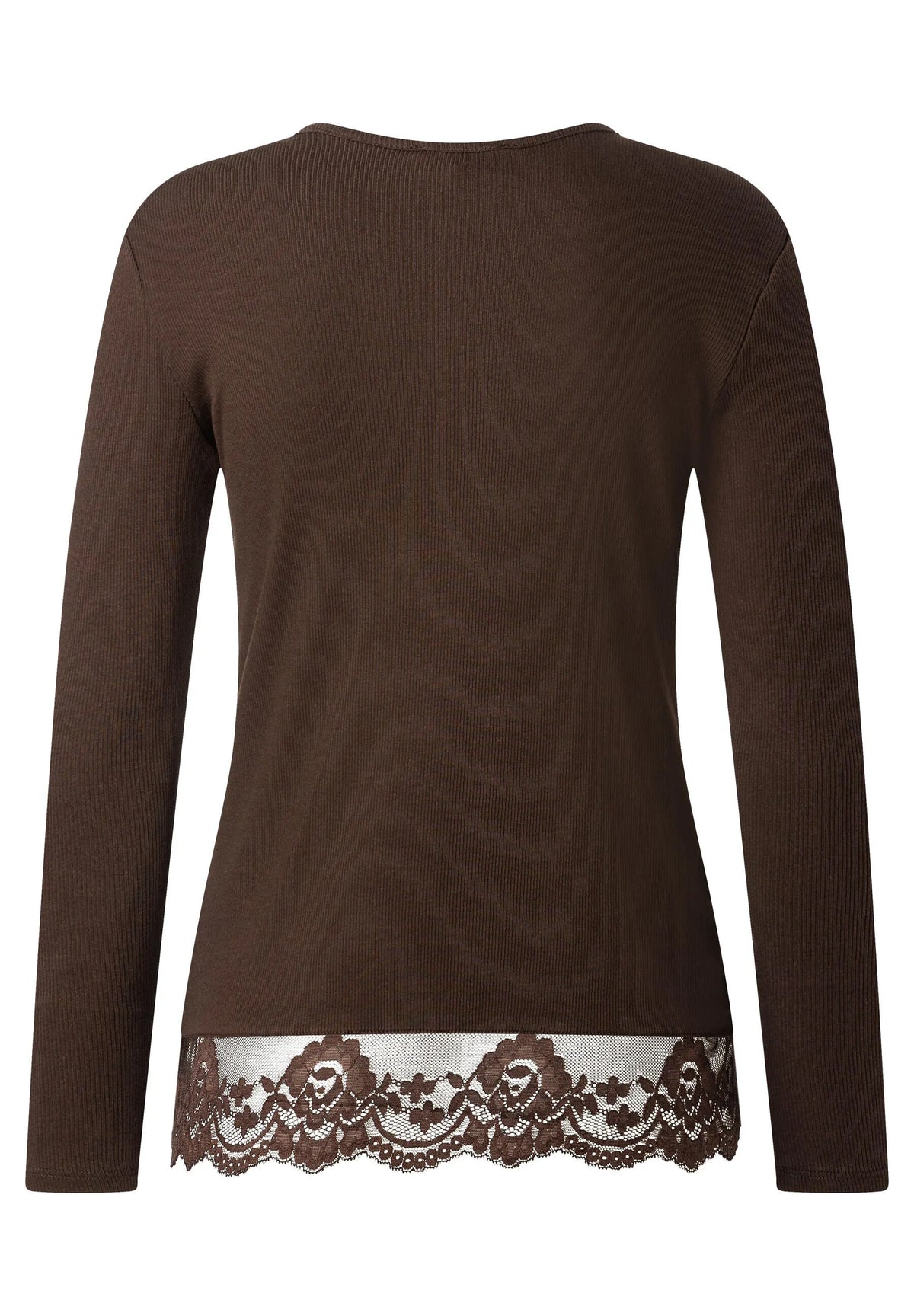 Langarmshirt mit Spitzensaum
