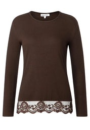 Langarmshirt mit Spitzensaum