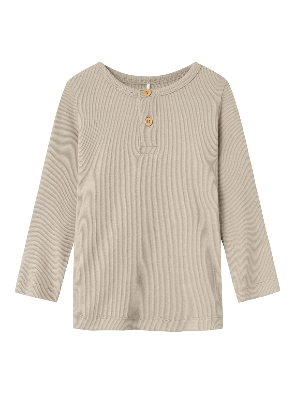 Geripptes Langarmshirt mit Henleykragen