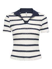 Strick-Poloshirt aus Baumwollmix