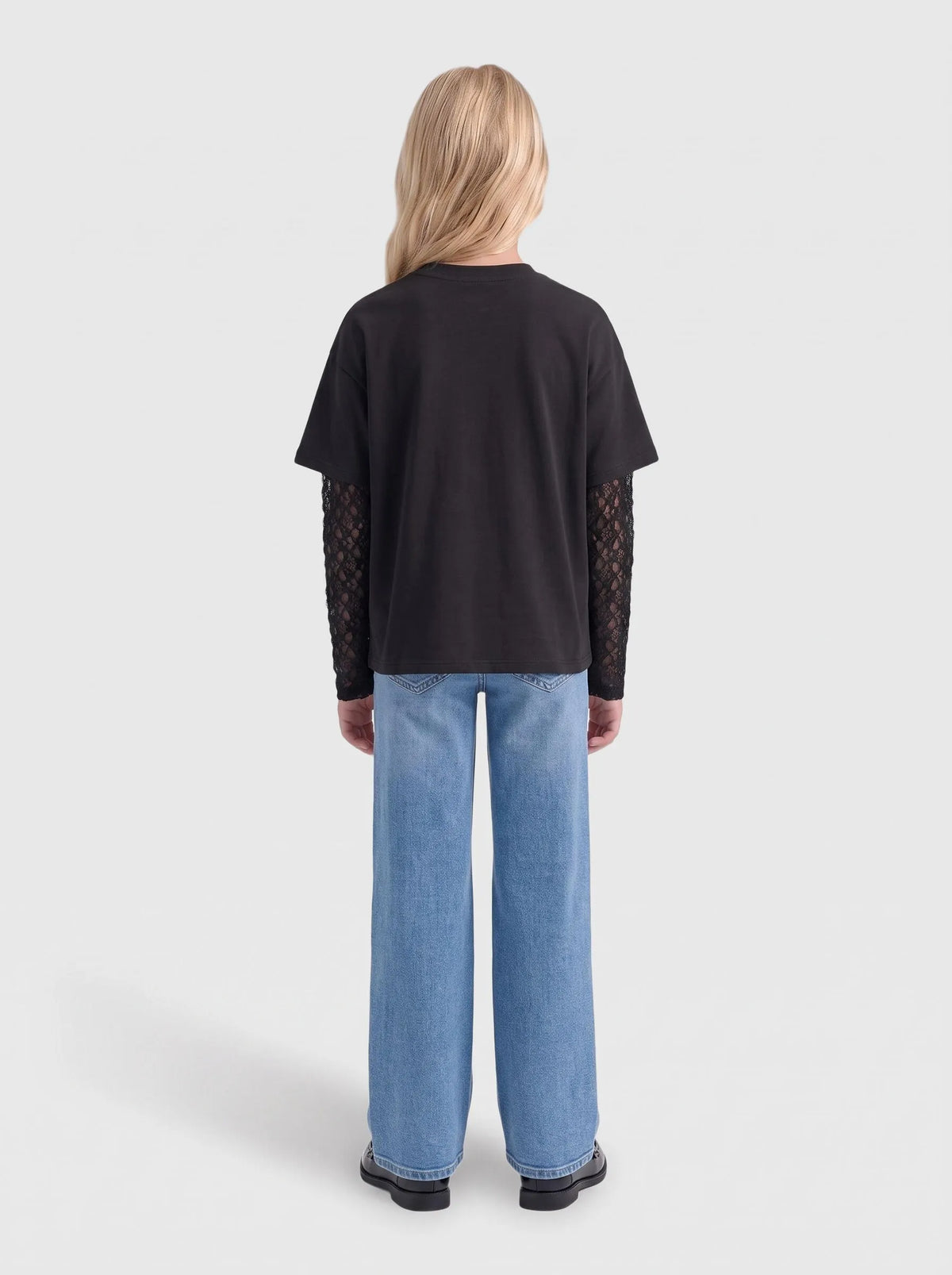 T-Shirt mit Spitzen-Ärmeln