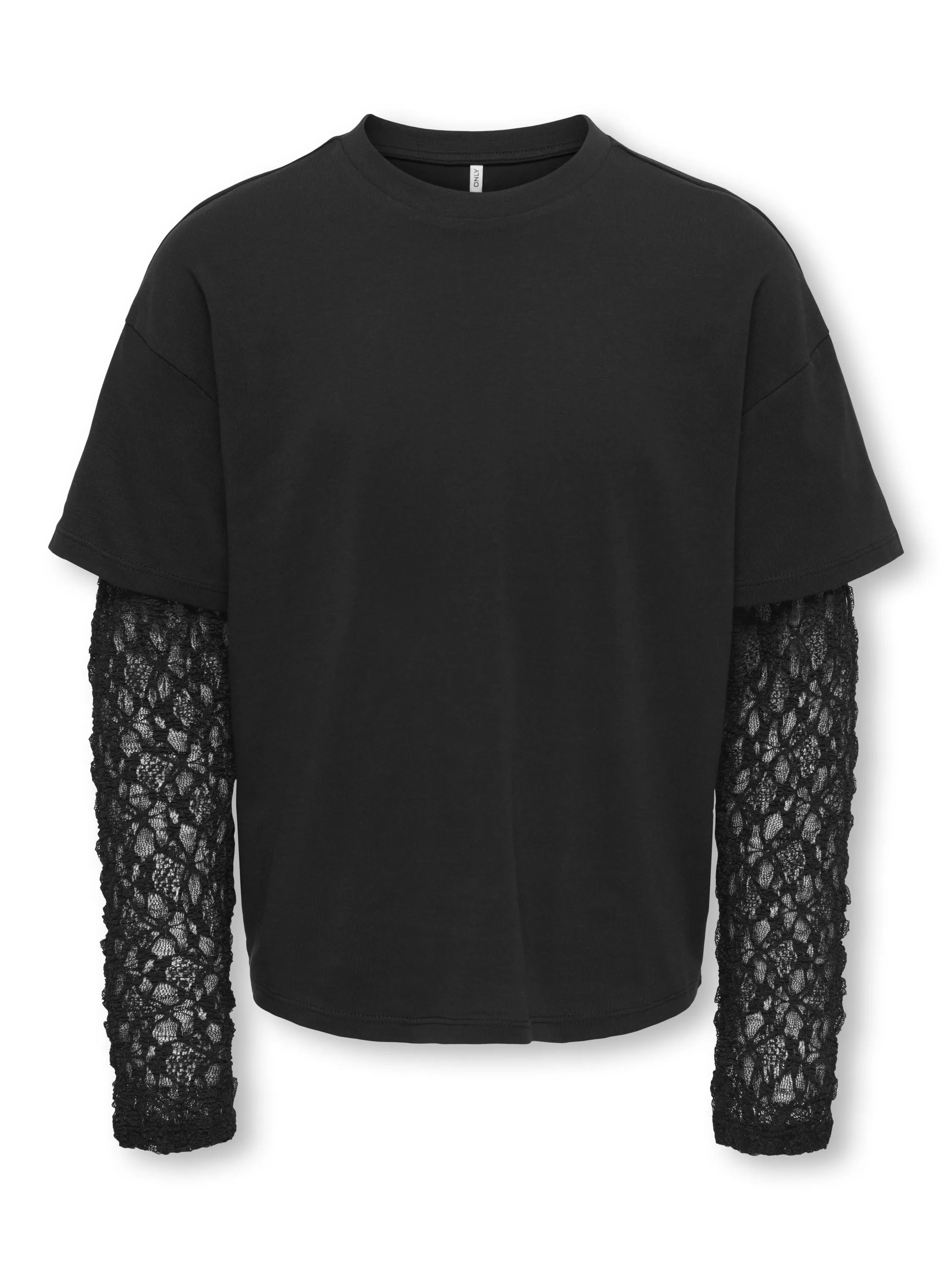 T-Shirt mit Spitzen-Ärmeln