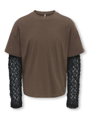 T-Shirt mit Spitzen-Ärmeln