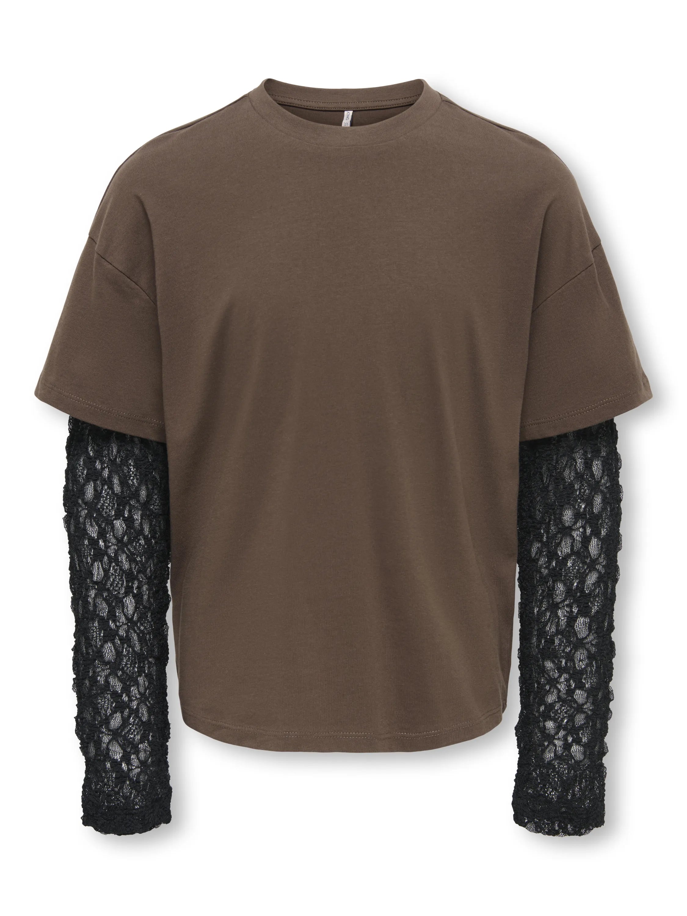 T-Shirt mit Spitzen-Ärmeln