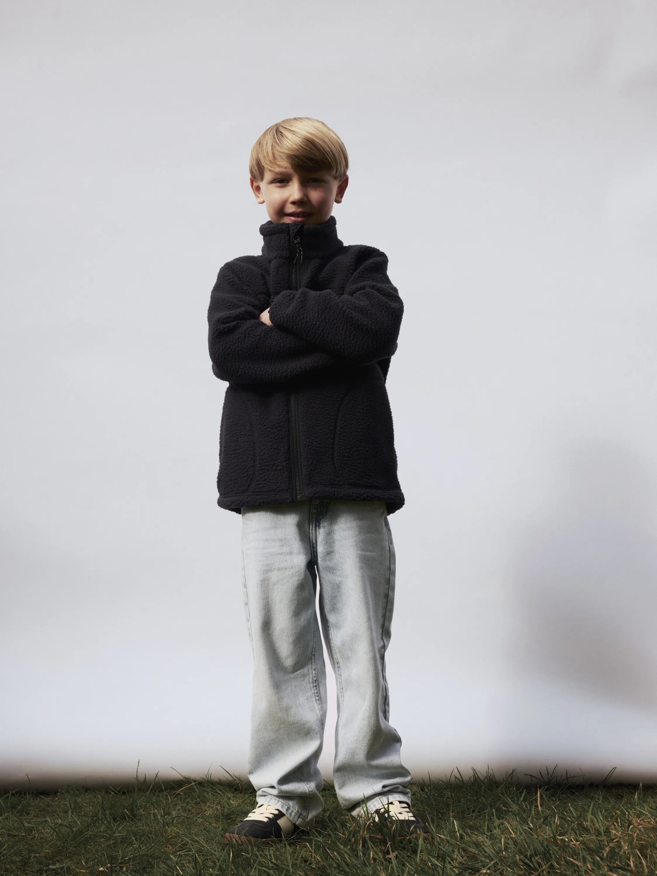 Übergangsjacke Teddy-Optik Stehkragen