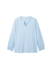 T-shirt blouse vertical stripe, blue white thin stripe 50