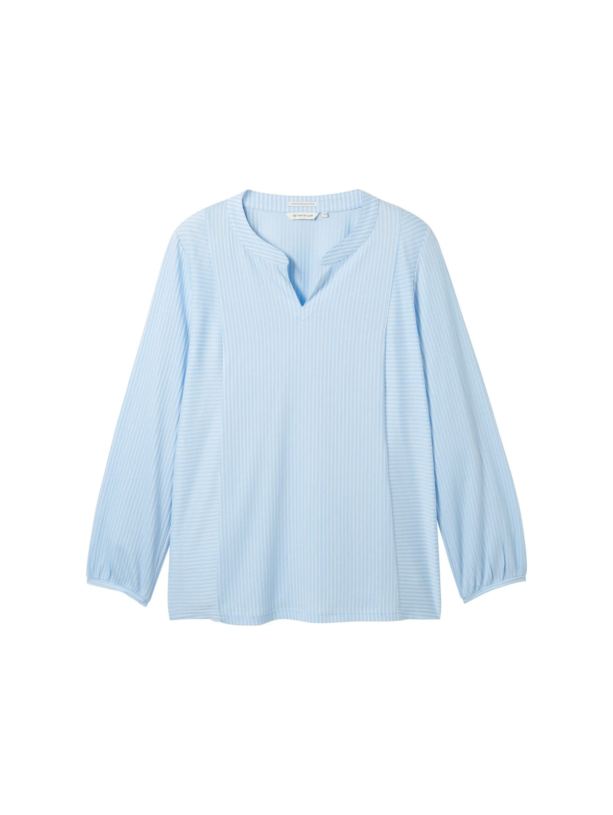 T-shirt blouse vertical stripe, blue white thin stripe 50