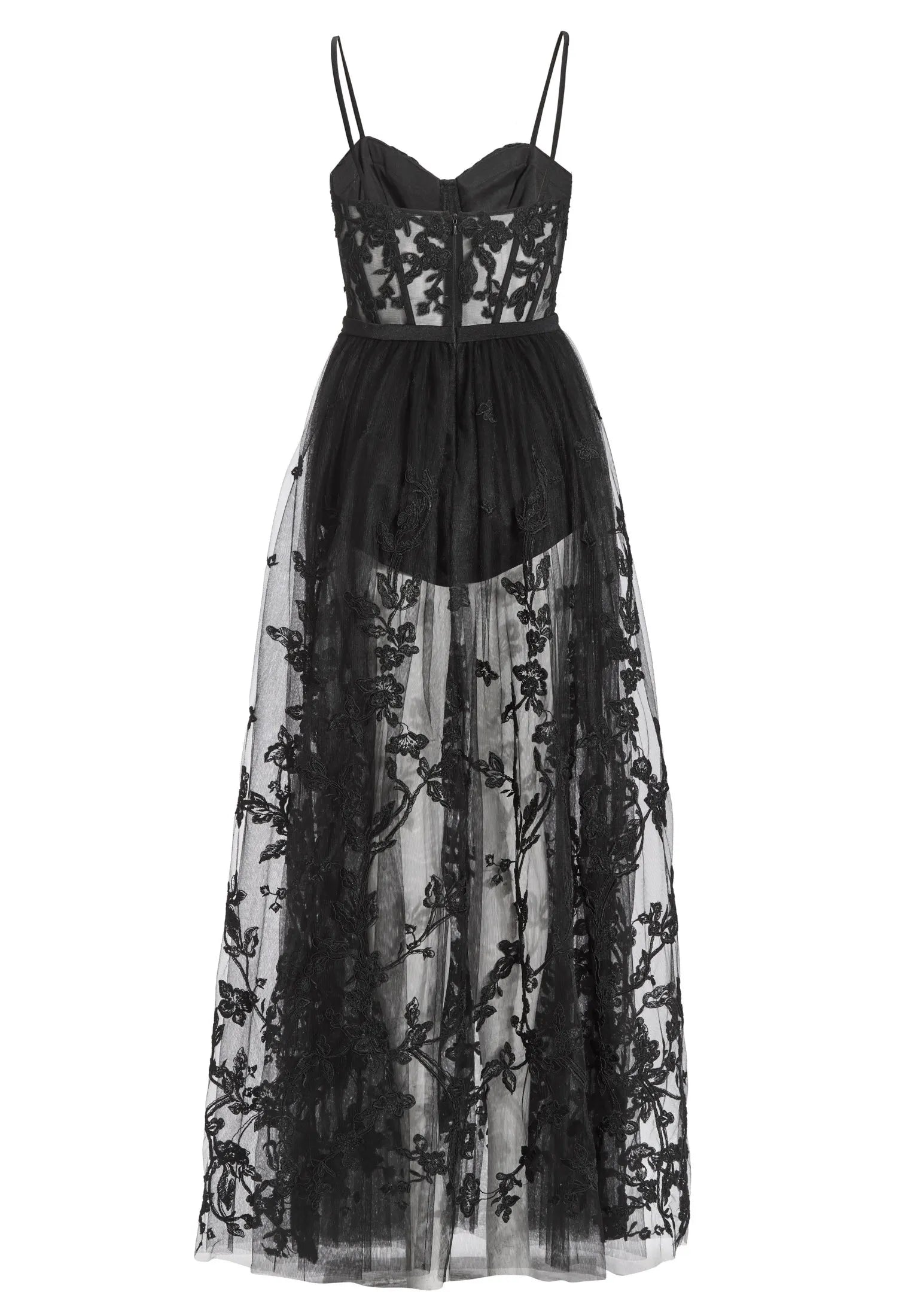 Tüllkleid Maxi mit semitransparentem Rock