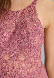 Abendkleid Maxi mit Stickerei und Chiffonrock