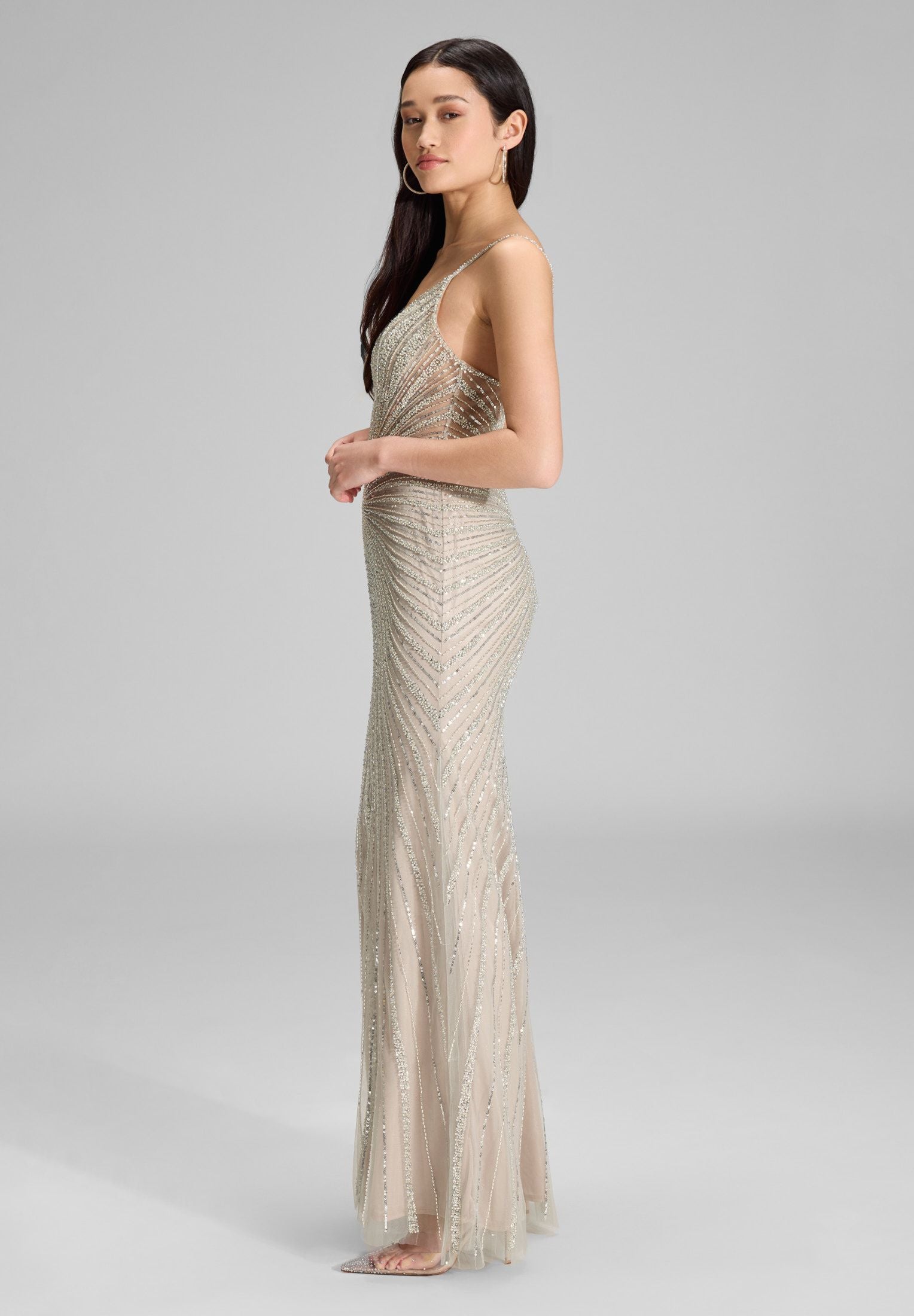 Abendkleid Maxi mit Pailletten