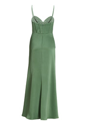 Satinkleid Maxi  mit Drapierung und Beinschlitz