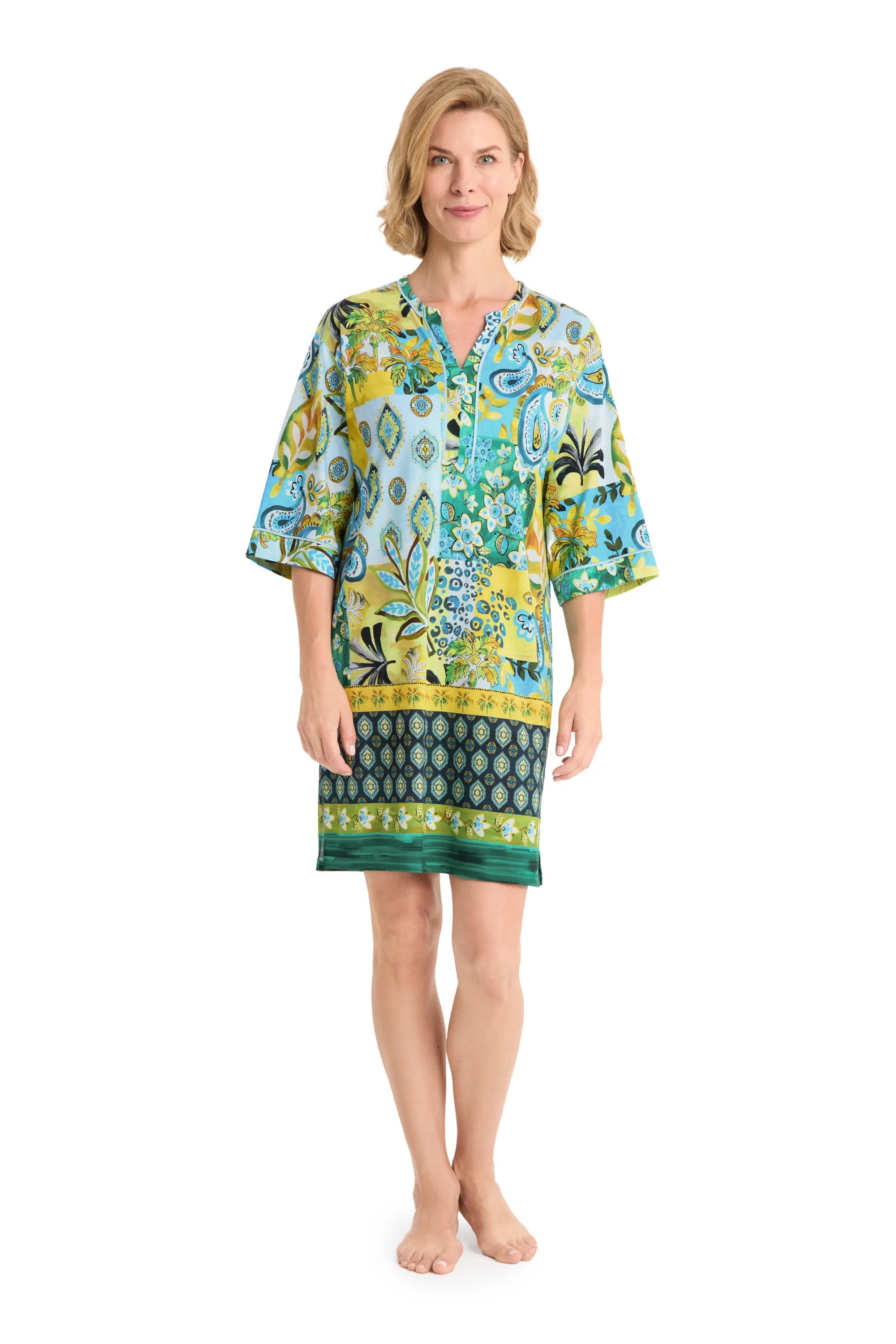 Nachtkleid gemustert aus Baumwollmix